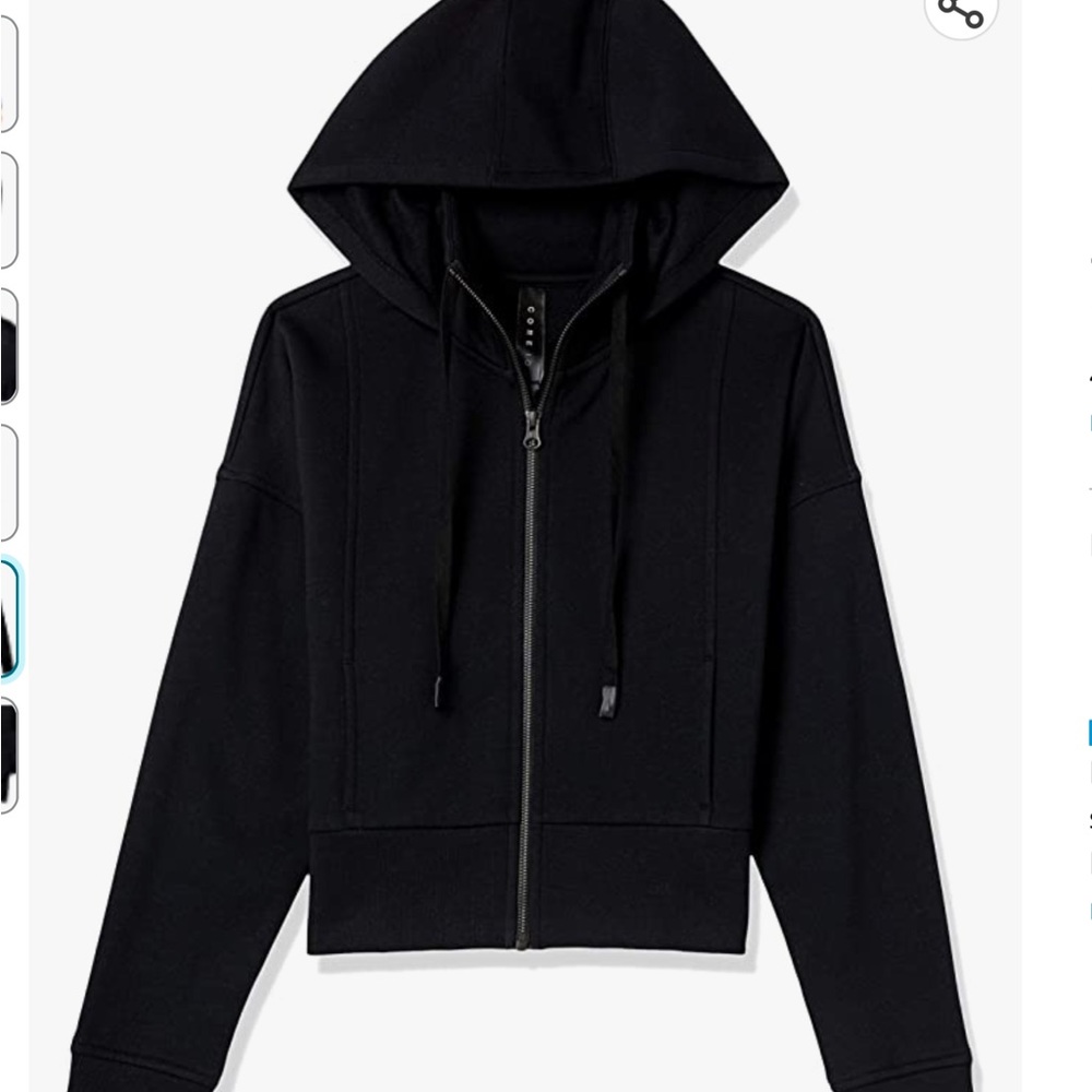 NWT CORE 10 Cropped Zip-Up Hoodie Sweatshirt Black - Picture 4 of 8